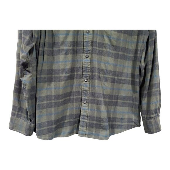 Eddie Bauer Shirt Mens Long Sleeve Heavy Button Front Green Plaid Flannel Sz L - Picture 5 of 11
